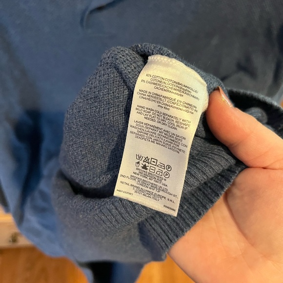 Brooks Brothers Cotton Cashmere blend Henley sweater in blue with buttons - Picture 6 of 9